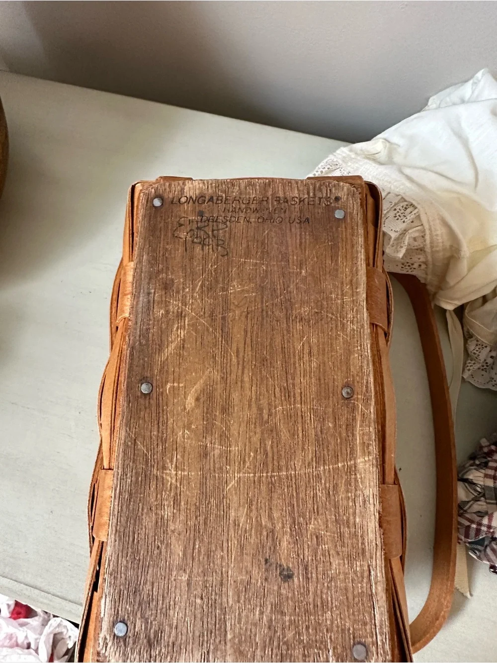 Vintage longaberger purse basket with extra liners protector